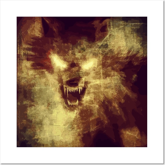 Spooky old vintage werewolf pattern Wall Art by TomFrontierArt